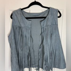 Shein faux suede fringe vest.